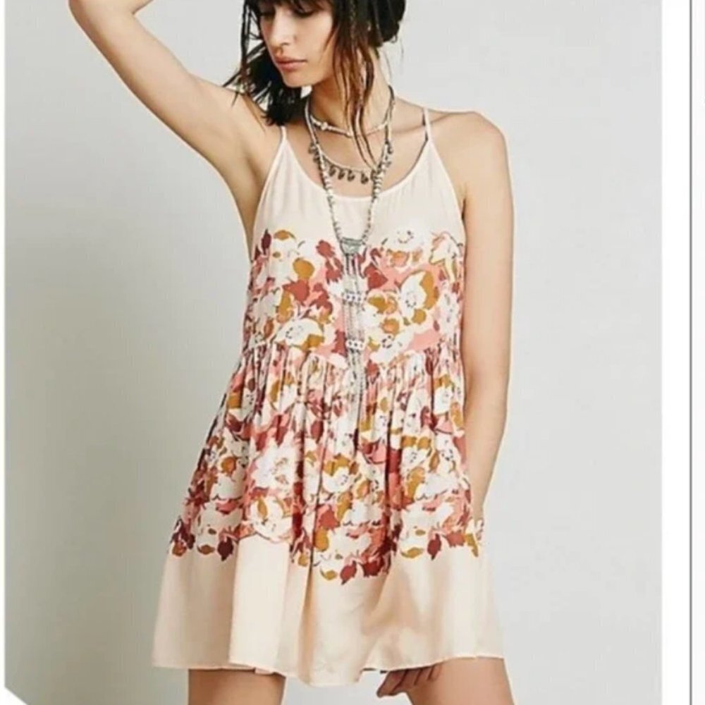 Free People Voile Shortie Pink Floral Slip Dress